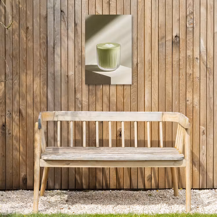 Matcha - Glas - Groen - Minimalistisch Tuinposter op houten frame 2 cm dik klein -sfeer4
