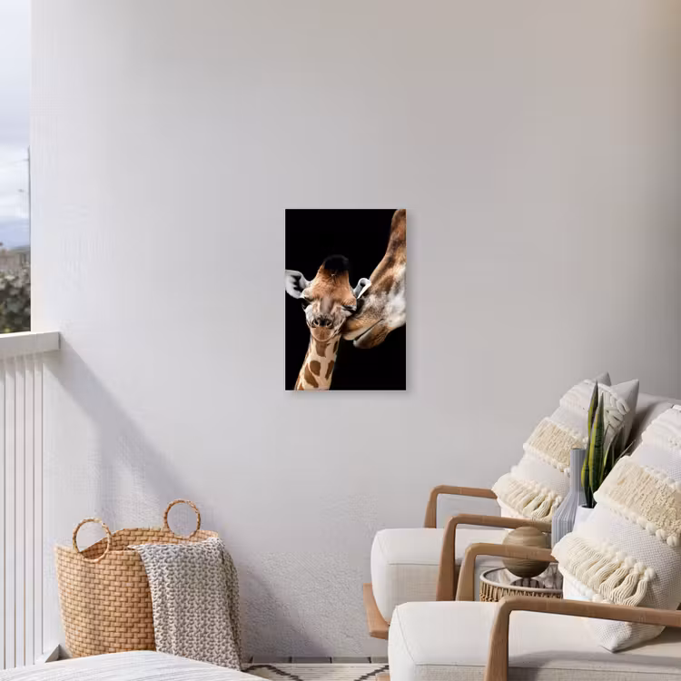 Moederlijke tederheid bij giraffen Tuinposter op houten frame 2 cm dik klein -sfeer1