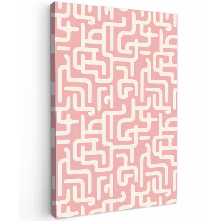 Doolhofpatroon - Roze - Wit - Abstract Tuinposter op houten frame 2 cm dik klein 841 -3d