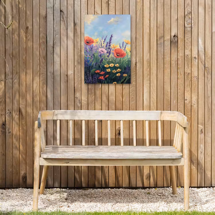Weide - Bloemen - Kleurrijk Tuinposter op houten frame 2 cm dik klein -sfeer4