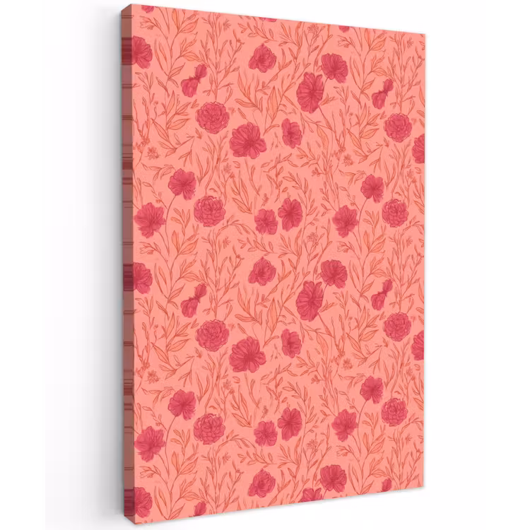 Weidebloemen - Romantisch - Roze Tuinposter op houten frame 2 cm dik klein 841 -3d