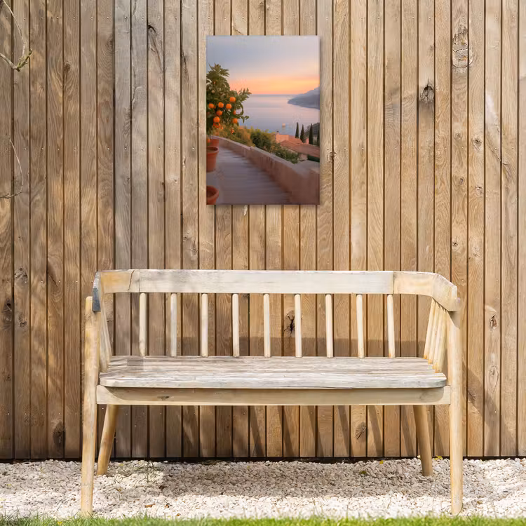 Middelandse zee - Sinaasappel - Heuvels - Zee Tuinposter op houten frame 2 cm dik klein -sfeer4