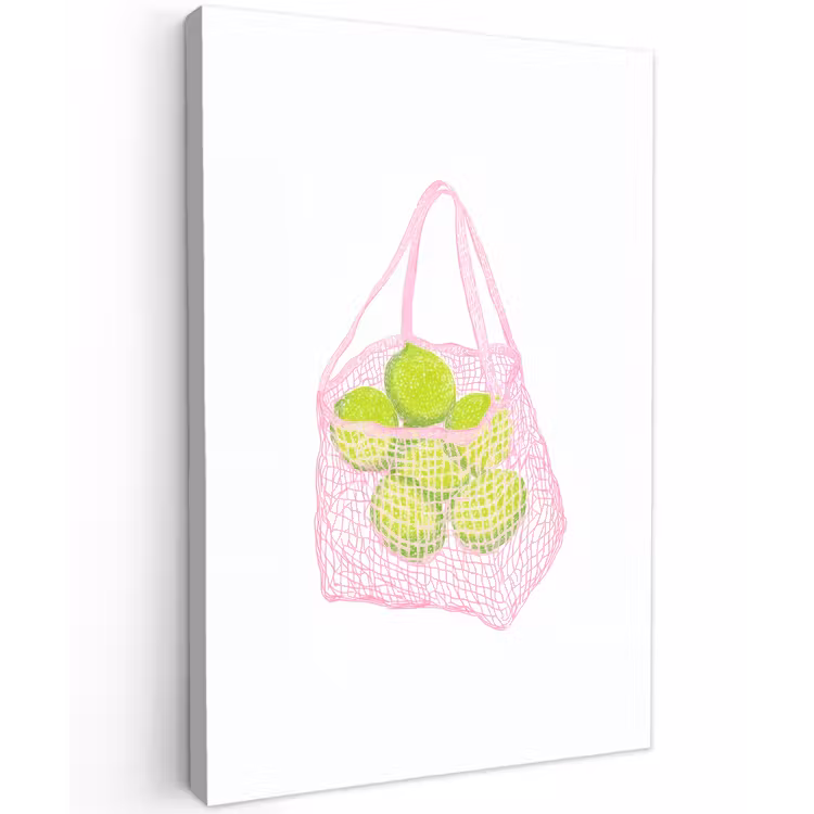 Netzakje - Roze - Illustratie - Limoenen Tuinposter op houten frame 2 cm dik klein -3d