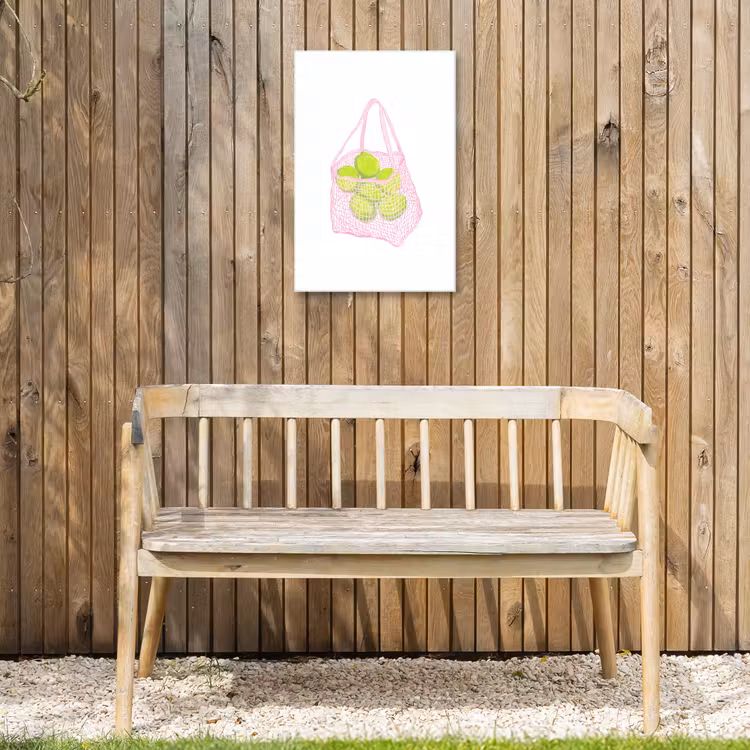 Netzakje - Roze - Illustratie - Limoenen Tuinposter op houten frame 2 cm dik klein -sfeer4