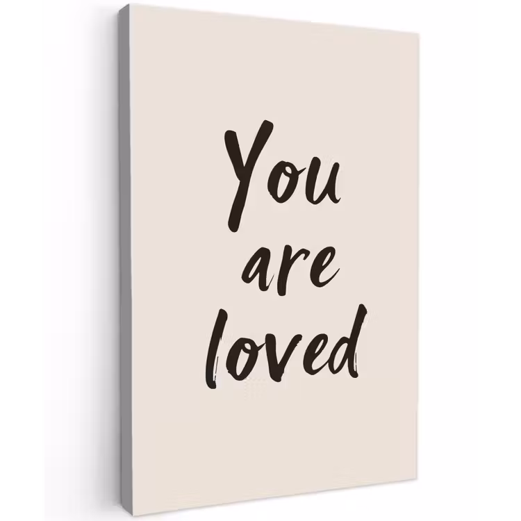 Minimalistisch - Beige - Love Tuinposter op houten frame 2 cm dik klein -3d