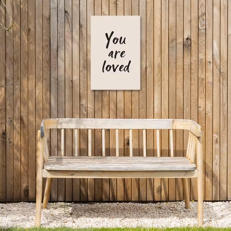 Minimalistisch - Beige - Love Tuinposter op houten frame 2 cm dik klein -sfeer4