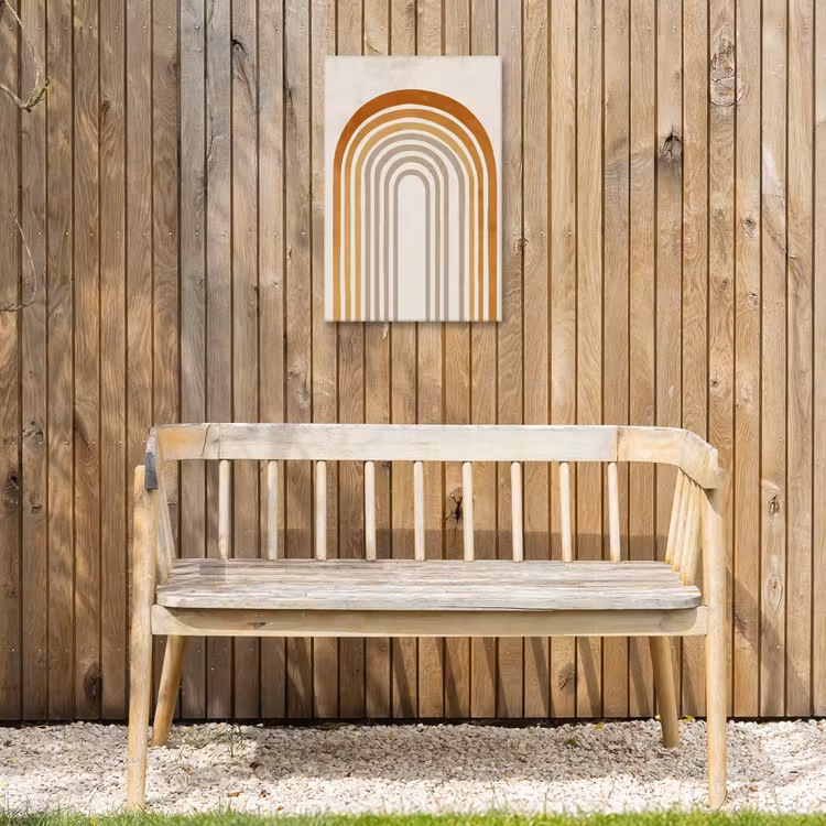 Minimalistisch - Boog - Lijnen - Beige Tuinposter op houten frame 2 cm dik klein -sfeer4