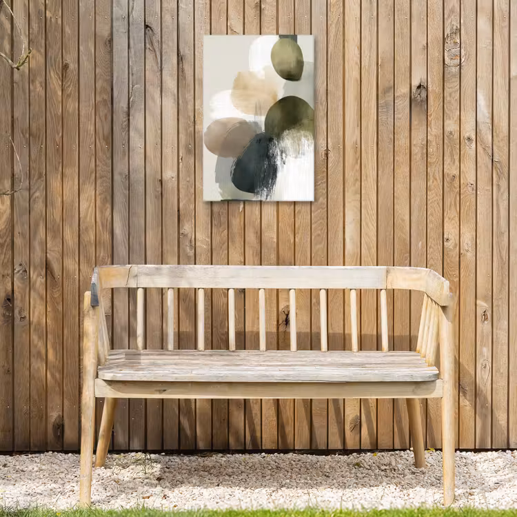 Minimalistisch - Cirkels - Penseelstreken - Beige Tuinposter op houten frame 2 cm dik klein -sfeer4