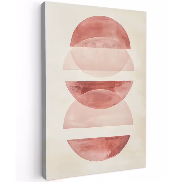 Minimalistisch - Cirkels - Roze Tuinposter op houten frame 2 cm dik klein -3d