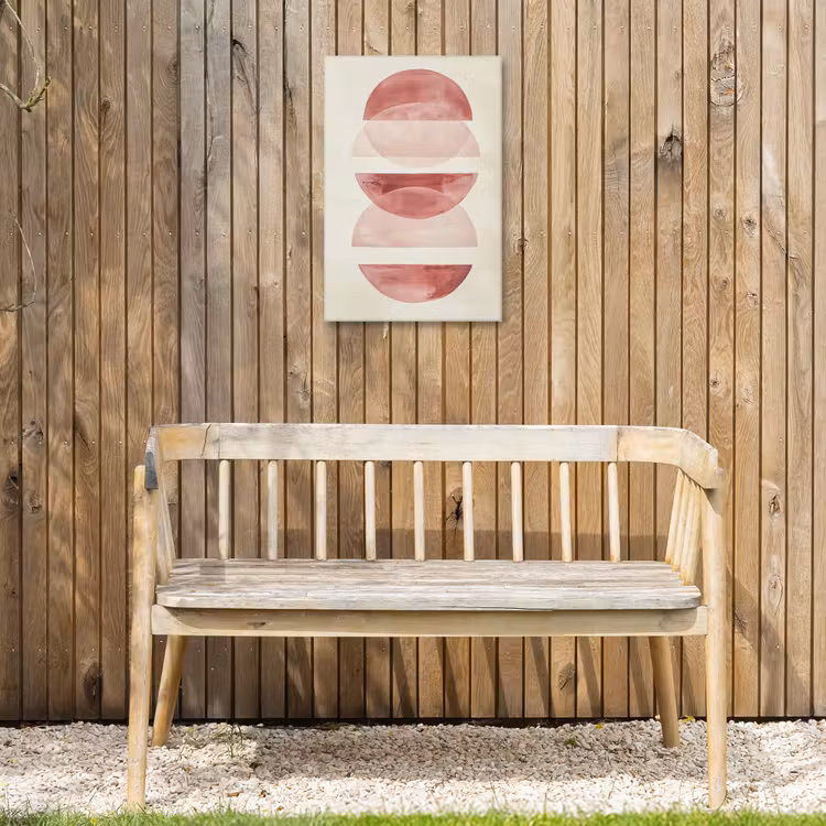 Minimalistisch - Cirkels - Roze Tuinposter op houten frame 2 cm dik klein -sfeer4