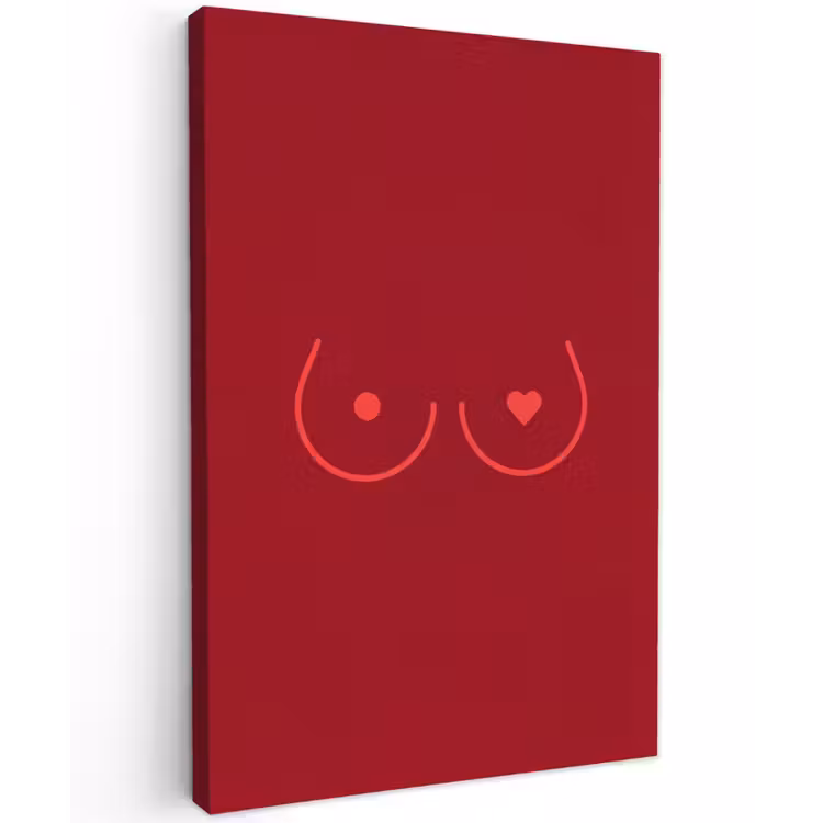 Minimalistisch - Lijnillustratie - Rood Tuinposter op houten frame 2 cm dik klein -3d