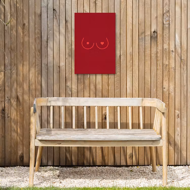 Minimalistisch - Lijnillustratie - Rood Tuinposter op houten frame 2 cm dik klein -sfeer4