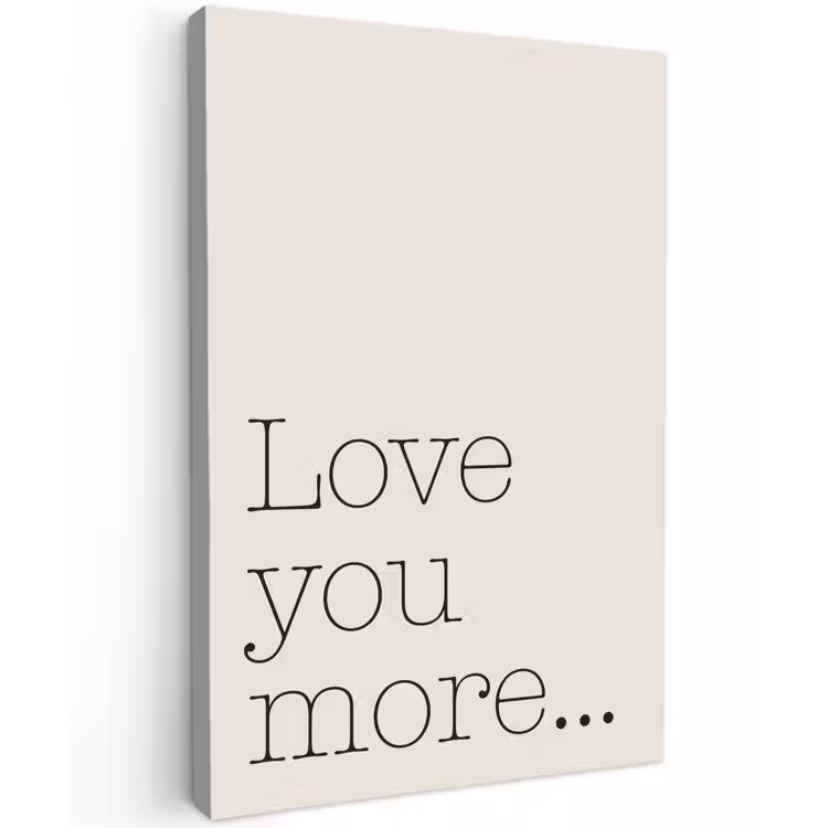 Minimalistisch - Love - Beige Tuinposter op houten frame 2 cm dik klein -3d