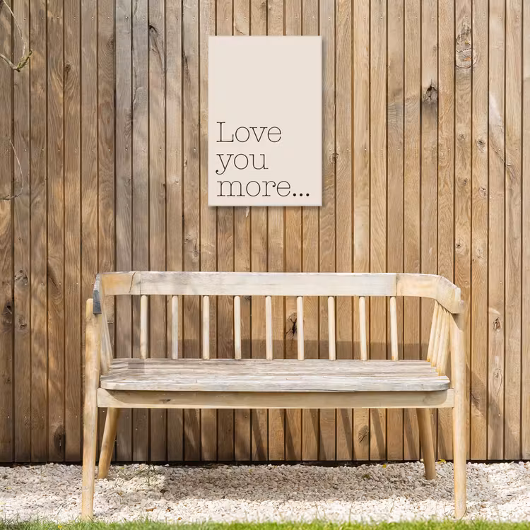 Minimalistisch - Love - Beige Tuinposter op houten frame 2 cm dik klein -sfeer4