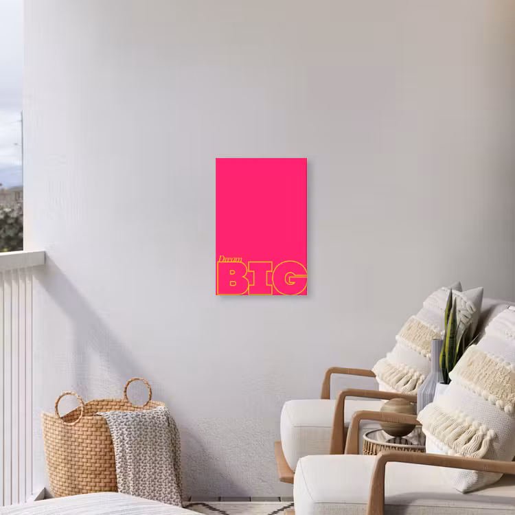 Minimalistisch - Roze - Dream big - Grafisch Tuinposter op houten frame 2 cm dik klein -sfeer1