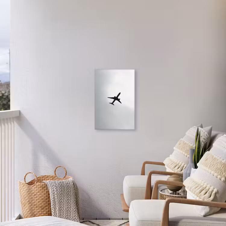 Minimalistisch - Silhouet - Zwart - Vliegtuig Tuinposter op houten frame 2 cm dik klein -sfeer1