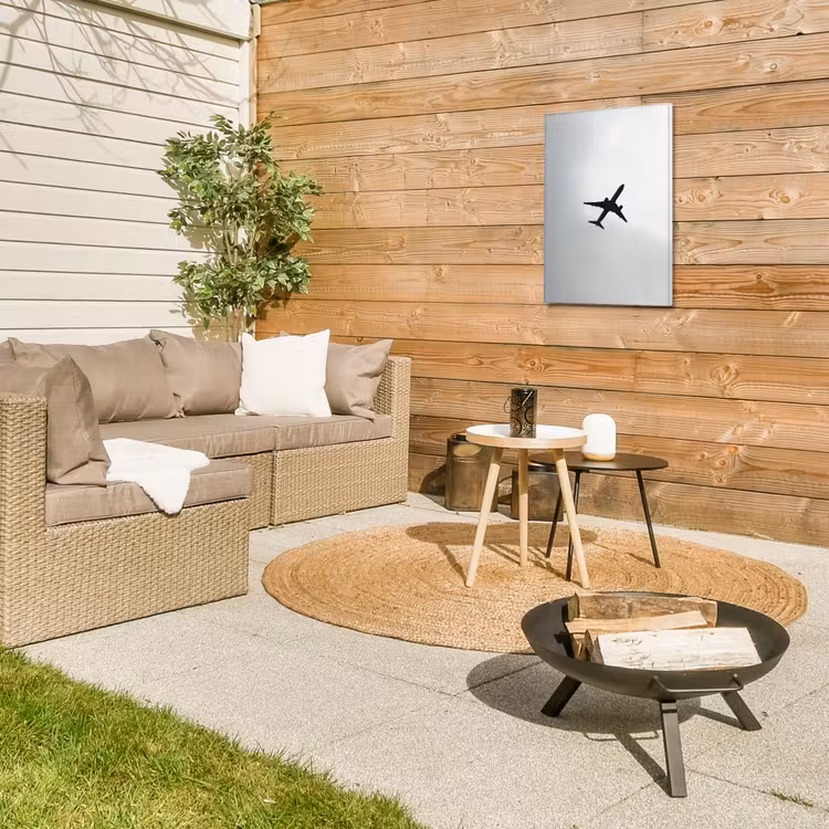 Minimalistisch - Silhouet - Zwart - Vliegtuig Tuinposter op houten frame 2 cm dik klein -sfeer2