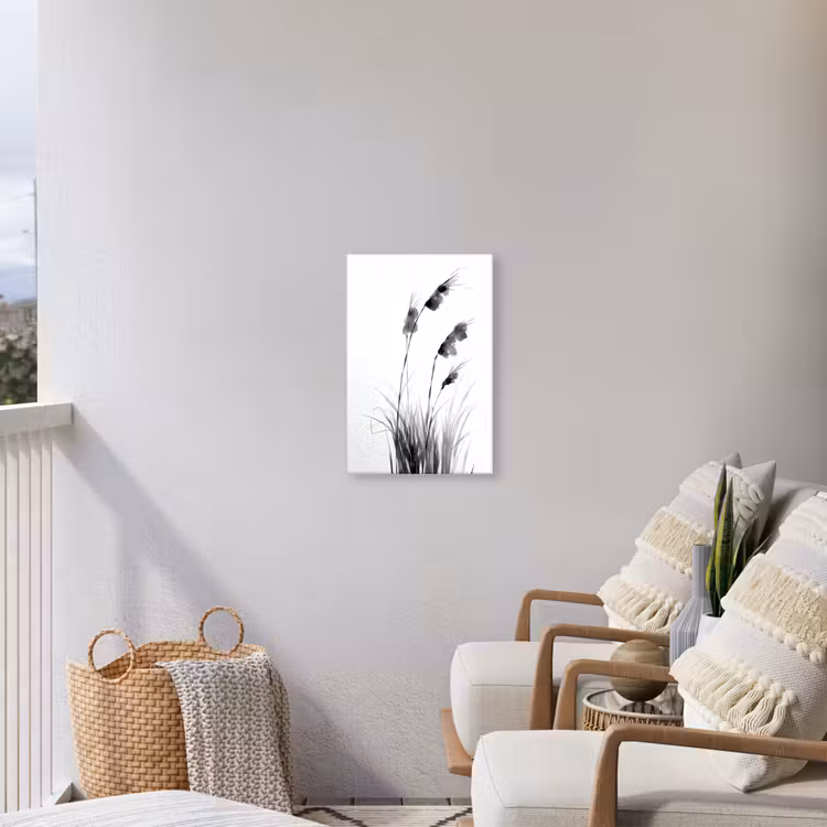 Minimalistisch - Stelen - Wit Tuinposter op houten frame 2 cm dik klein -sfeer1