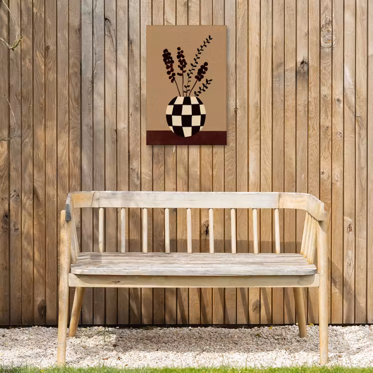 Minimalistisch - Vaas - Bloemen - Bruin Tuinposter op houten frame 2 cm dik klein -sfeer4
