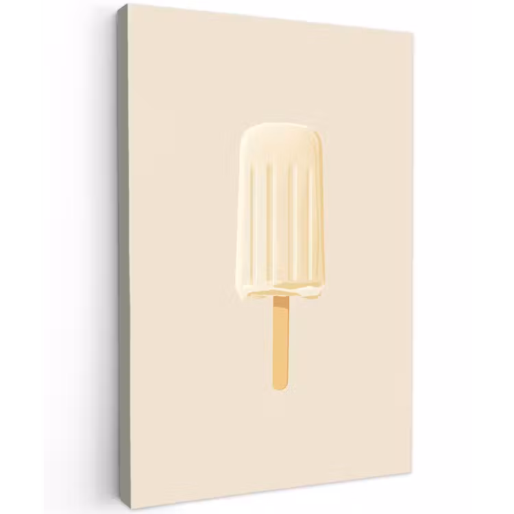 Minimalistisch - Waterijsje - Stokje - Beige Tuinposter op houten frame 2 cm dik klein -3d