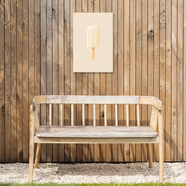 Minimalistisch - Waterijsje - Stokje - Beige Tuinposter op houten frame 2 cm dik klein -sfeer4