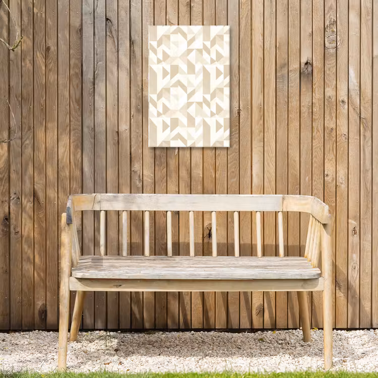Modern - Abstract - Beige Tuinposter op houten frame 2 cm dik klein 841 -sfeer4