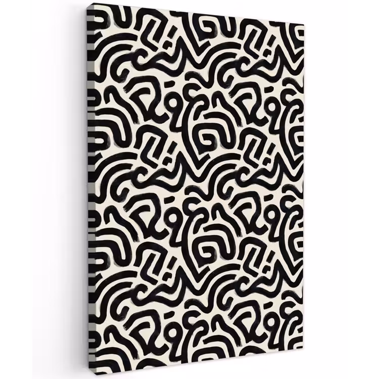Modern - Abstract - Zwart Tuinposter op houten frame 2 cm dik klein 841 -3d