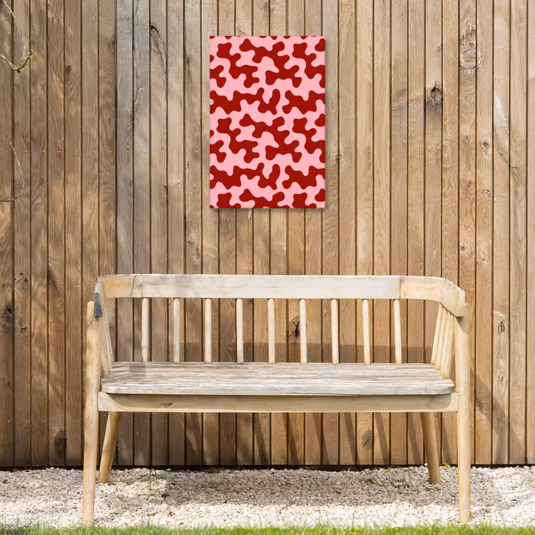 Modern - Abstract - Rood Tuinposter op houten frame 2 cm dik klein 841 -sfeer4