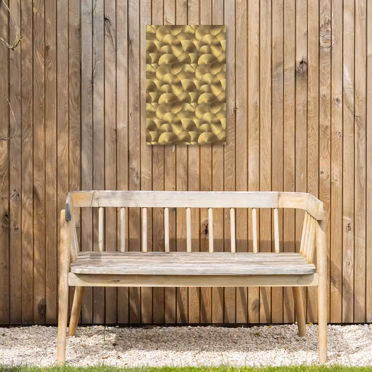 Modern - Cirkel - Goud Tuinposter op houten frame 2 cm dik klein 841 -sfeer4