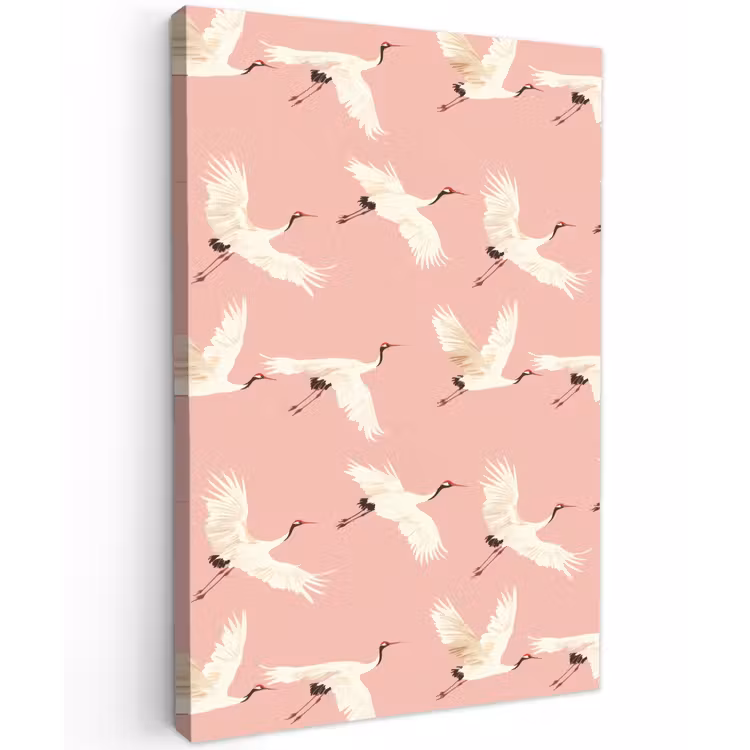 Modern - Kraanvogels - Roze Tuinposter op houten frame 2 cm dik klein 841 -3d