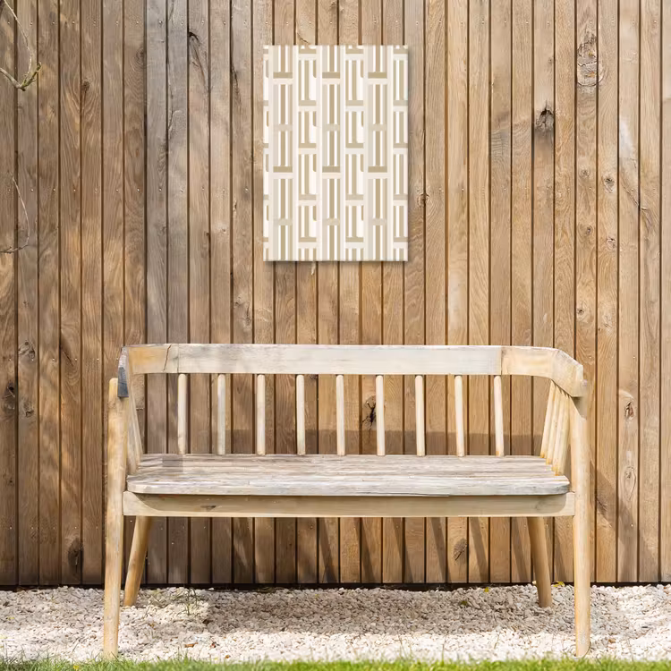Modern - Geometrisch - Beige Tuinposter op houten frame 2 cm dik klein 841 -sfeer4