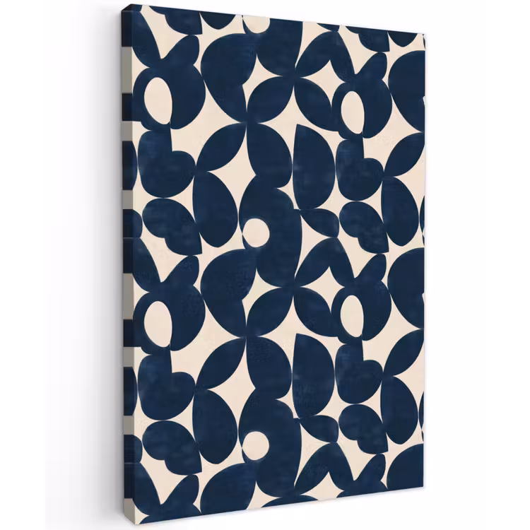Modern - Geometrisch - Blauw Tuinposter op houten frame 2 cm dik klein 841 -3d