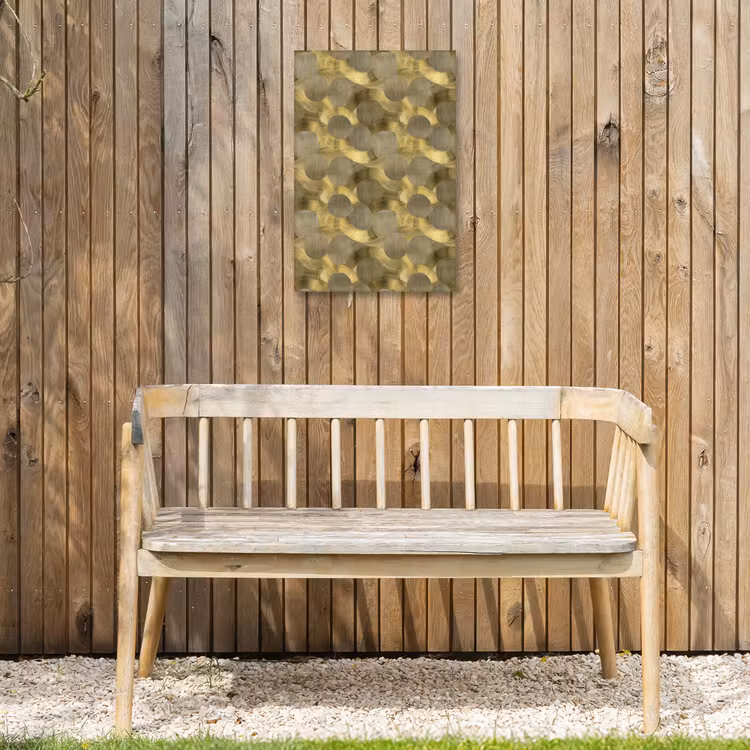 Modern - Geometrisch - Goud Tuinposter op houten frame 2 cm dik klein 841 -sfeer4