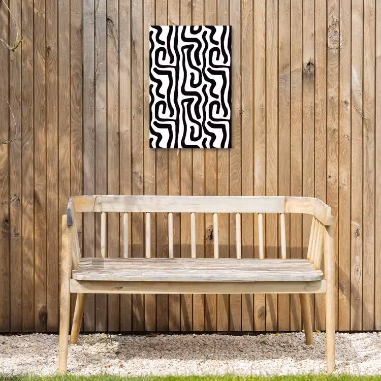 Modern - Lijnen - Zwart Tuinposter op houten frame 2 cm dik klein 841 -sfeer4