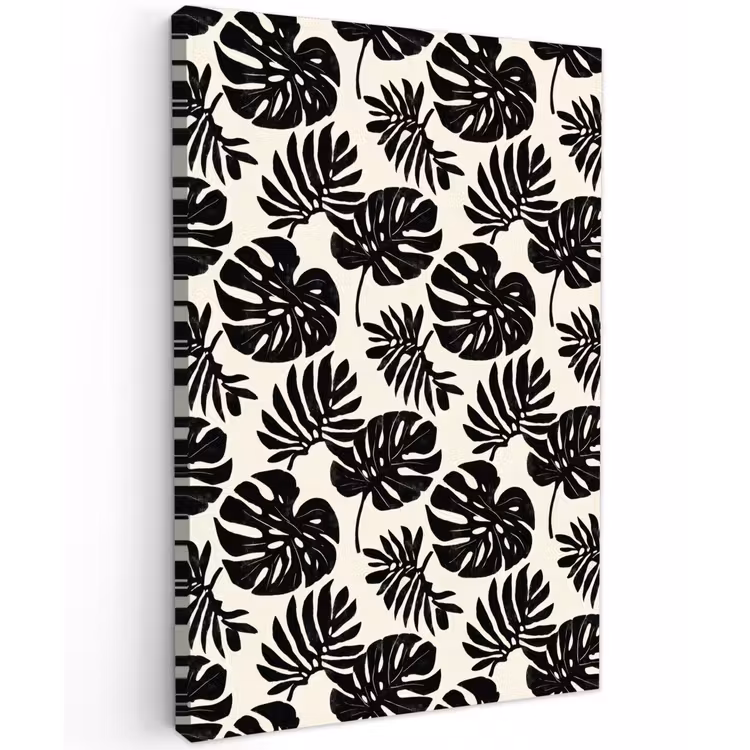 Modern - Monstera - Zwart Tuinposter op houten frame 2 cm dik klein 841 -3d
