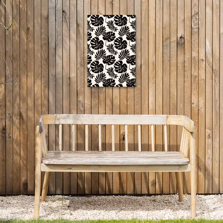 Modern - Monstera - Zwart Tuinposter op houten frame 2 cm dik klein 841 -sfeer4
