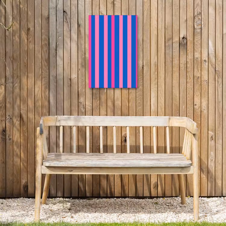 Modern - Optisch - Roze Tuinposter op houten frame 2 cm dik klein 841 -sfeer4