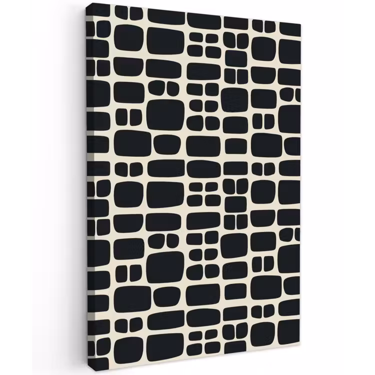 Modern - Organisch - Zwart Tuinposter op houten frame 2 cm dik klein 841 -3d