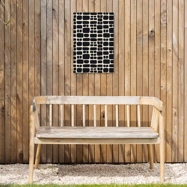 Modern - Organisch - Zwart Tuinposter op houten frame 2 cm dik klein 841 -sfeer4