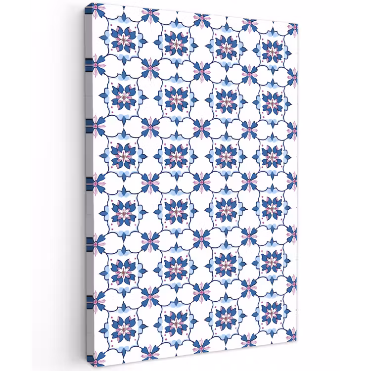 Modern - Patroon - Blauw - Roze Tuinposter op houten frame 2 cm dik klein 841 -3d
