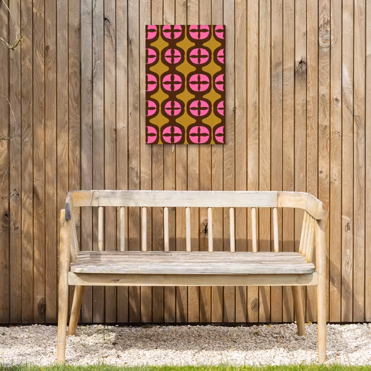 Modern - Patroon - Roze Tuinposter op houten frame 2 cm dik klein 841 -sfeer4
