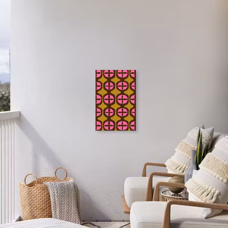 Modern - Patroon - Roze Tuinposter op houten frame 2 cm dik klein 841 -sfeer1