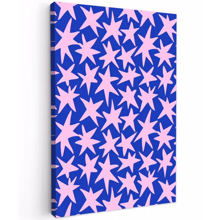 Modern - Sterren - Blauw Tuinposter op houten frame 2 cm dik klein 841 -3d