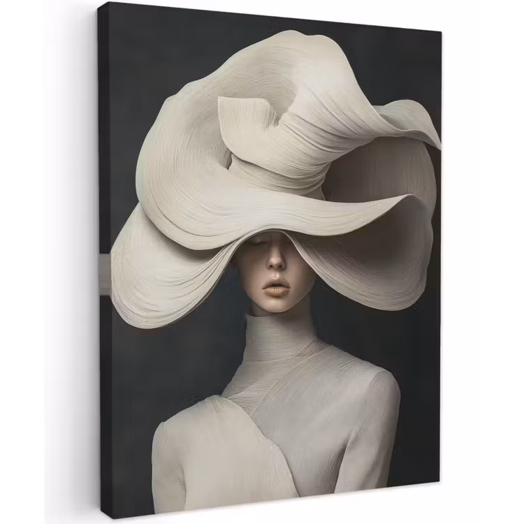 Modern - Vrouw - Hoed Tuinposter op houten frame 2 cm dik klein -3d