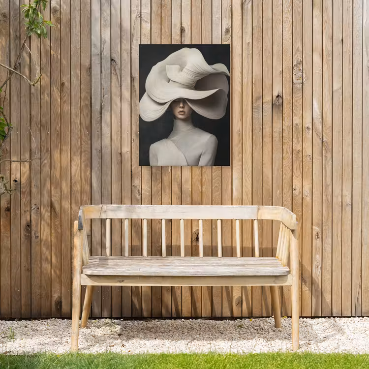 Modern - Vrouw - Hoed Tuinposter op houten frame 2 cm dik klein -sfeer4
