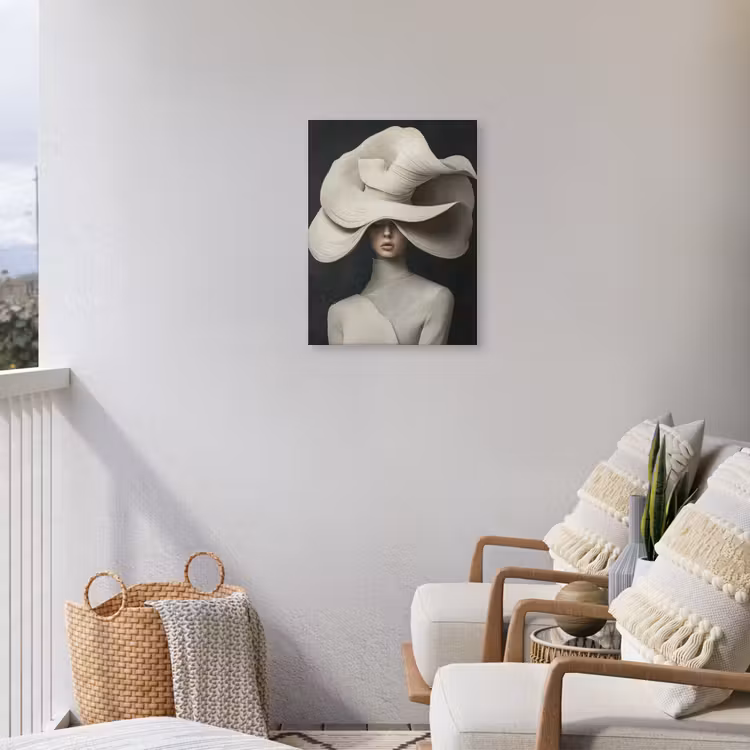 Modern - Vrouw - Hoed Tuinposter op houten frame 2 cm dik klein -sfeer1