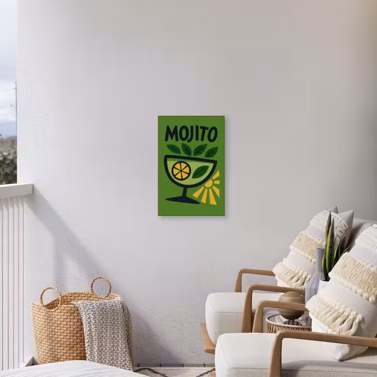 Mojito - Cocktail - Citroen - Groen Tuinposter op houten frame 2 cm dik klein -sfeer1