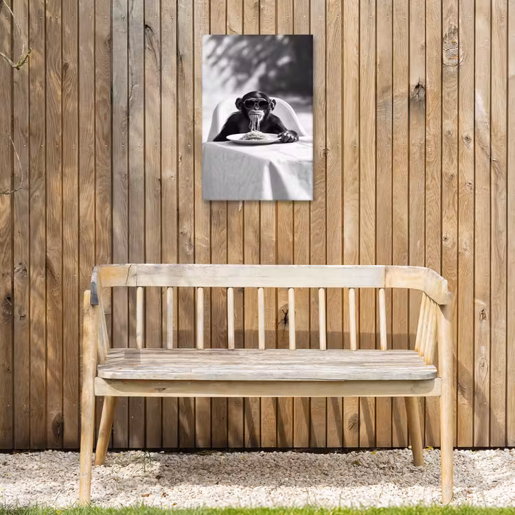 Aap - Spaghetti - Zonnebril - Zwart wit - Cool - Dier Tuinposter op houten frame 2 cm dik klein -sfeer4