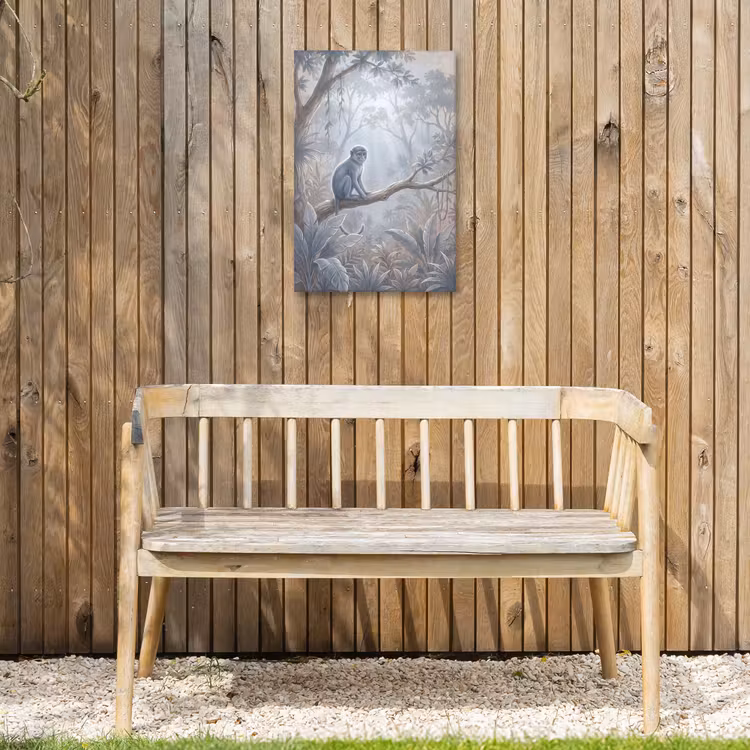 Aap - Boom - Jungle - Natuur - Grijs Tuinposter op houten frame 2 cm dik klein -sfeer4