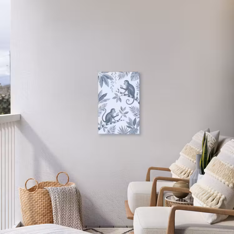 Aap - Boom - Bladeren - Jungle - Illustratie Tuinposter op houten frame 2 cm dik klein -sfeer1